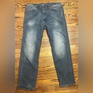Levi's 505 Jeans Mens 38x32 Straight Leg Blue Whiskered Fade Distressed Y2K